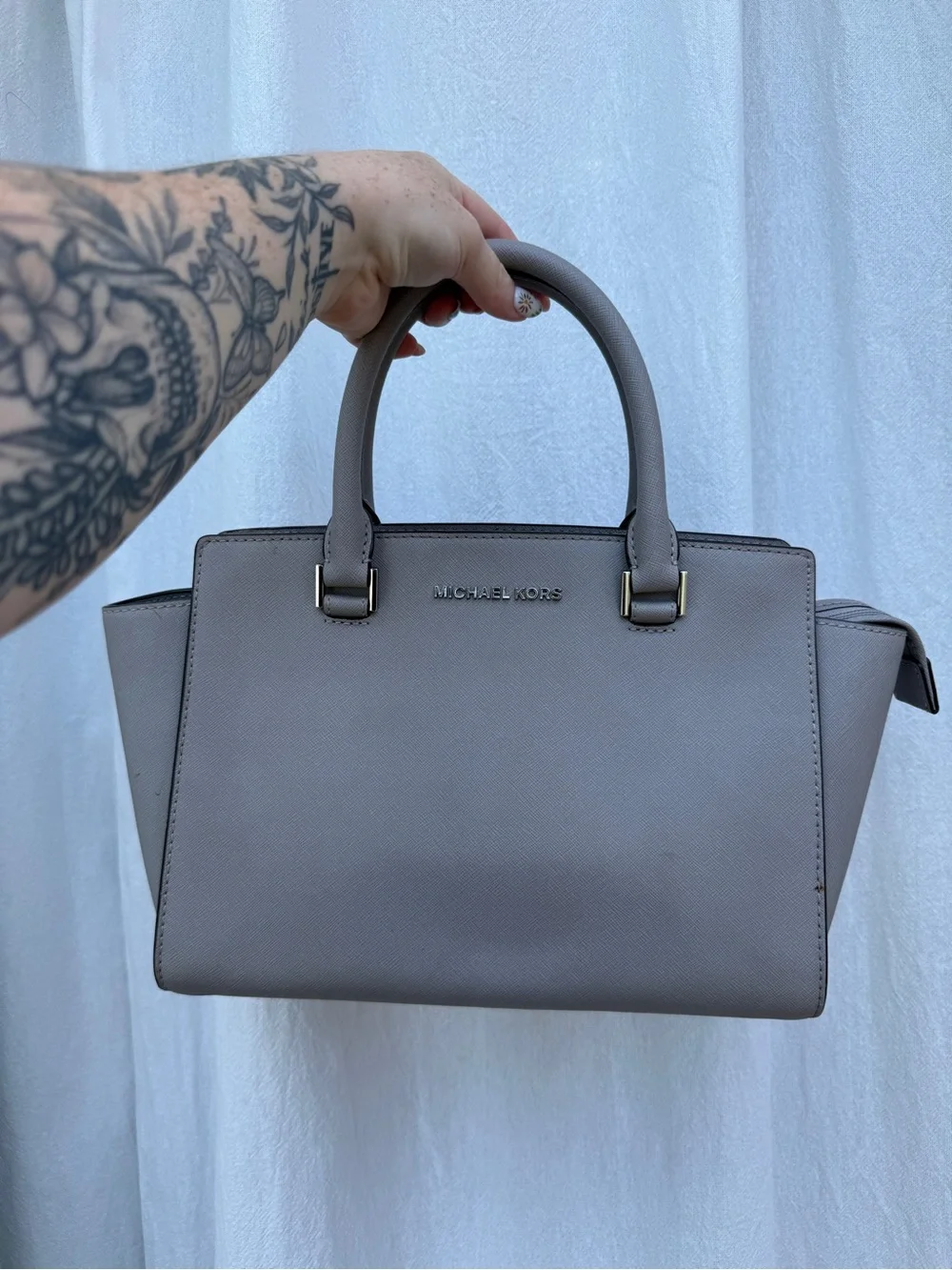 Michael Kors Taupe Saffiano Leather Satchel